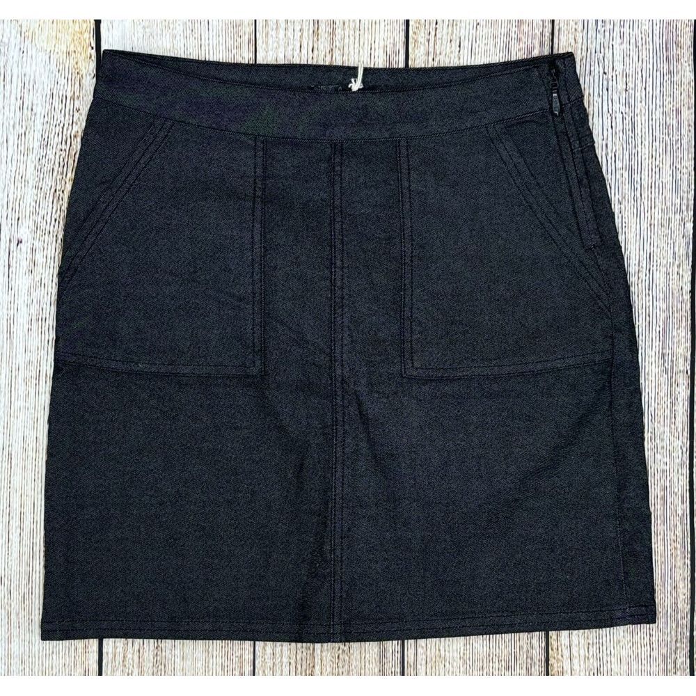 prAna Kara Skirt Women's Size 0 Black Denim Outdoor Nature Side Zipper Pockets
